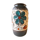 Vase en céramique décor fleurs Bay West Germany années 70