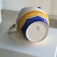 Large blue and yellow hand painted carafe H:20cm