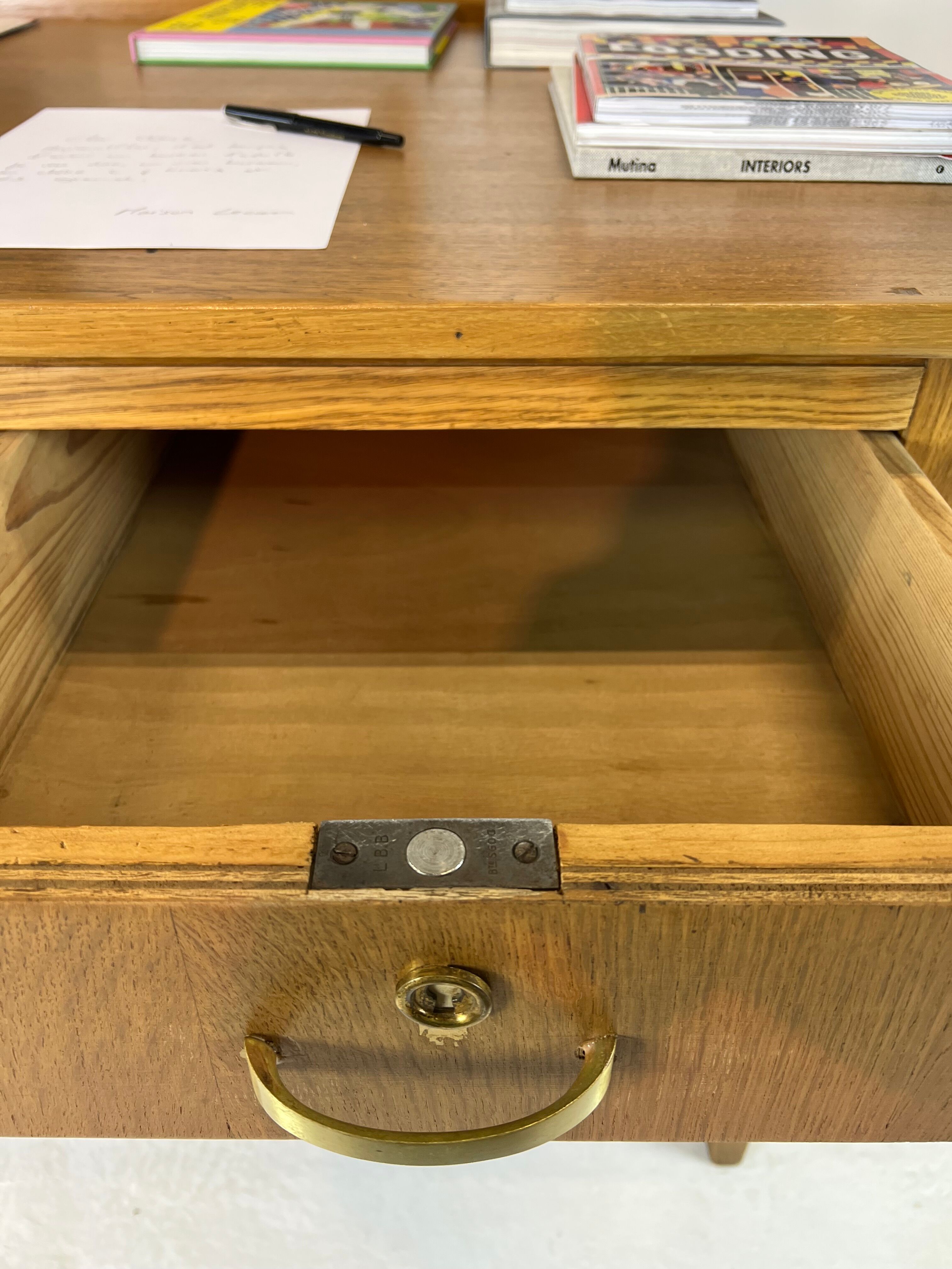 Two-sided oak desk, 50s