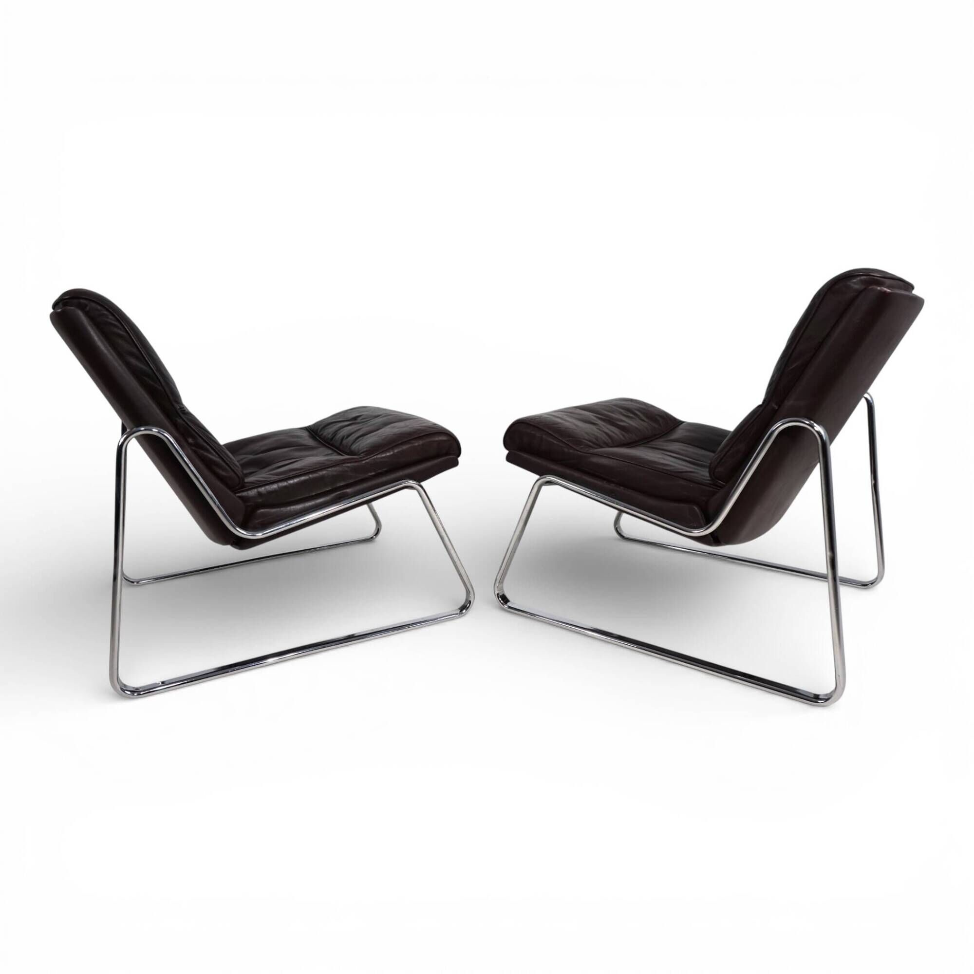 Set of 2 Drabert lounge chairs in brown leather by Gerd Lange, 1970