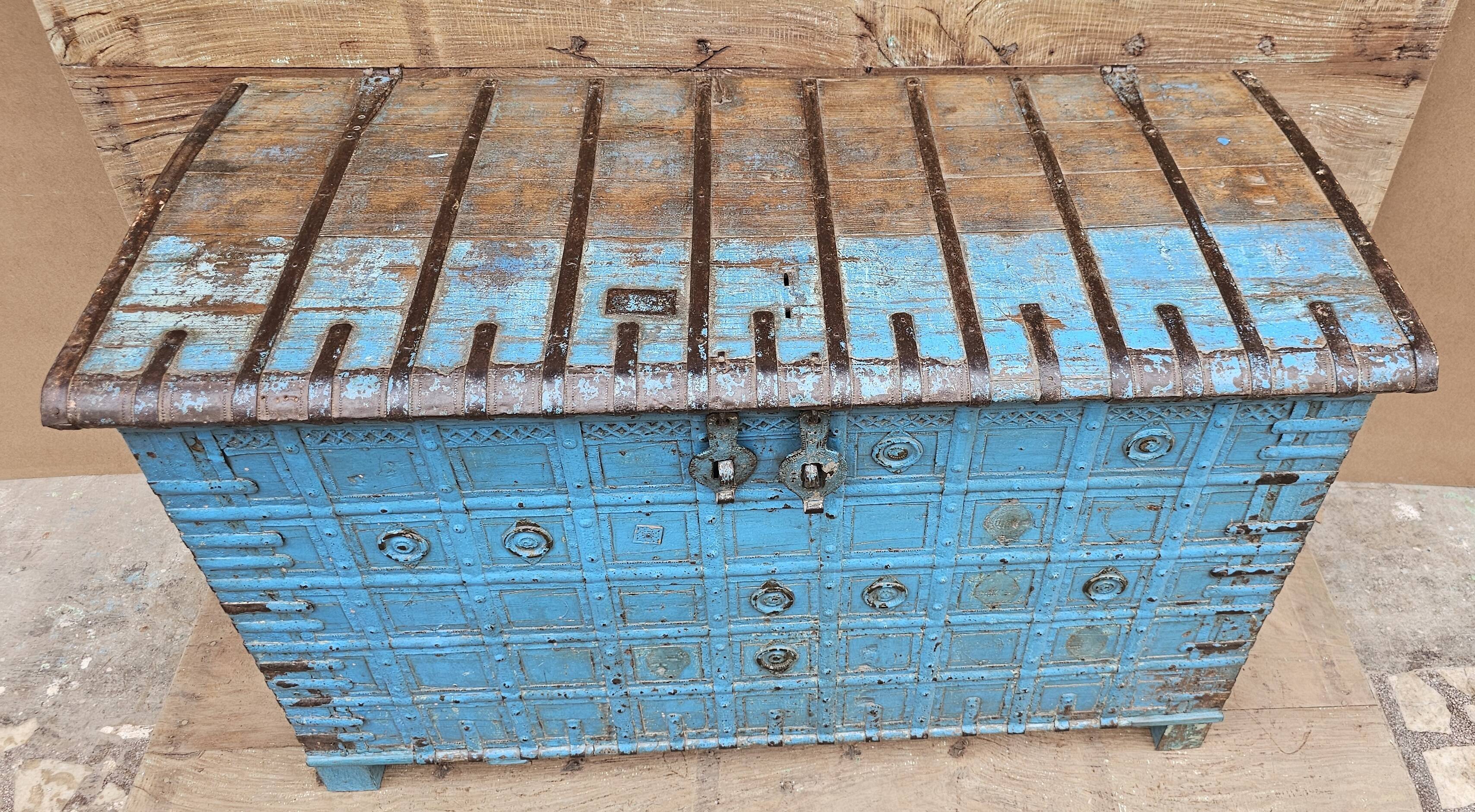 Antique Burmese teak dowry chest