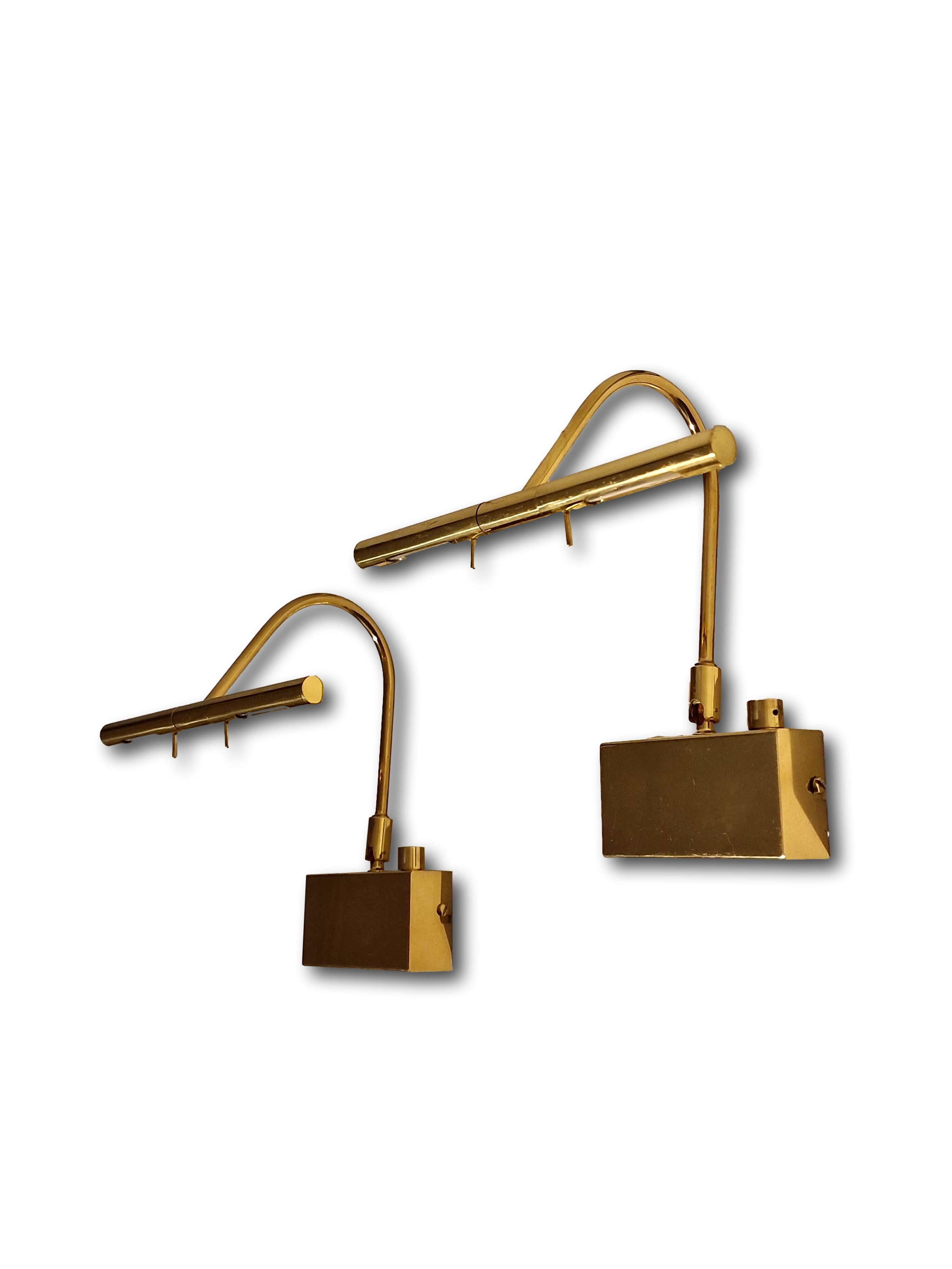 Adjustable brass bedside lamps, Italy, 1980s