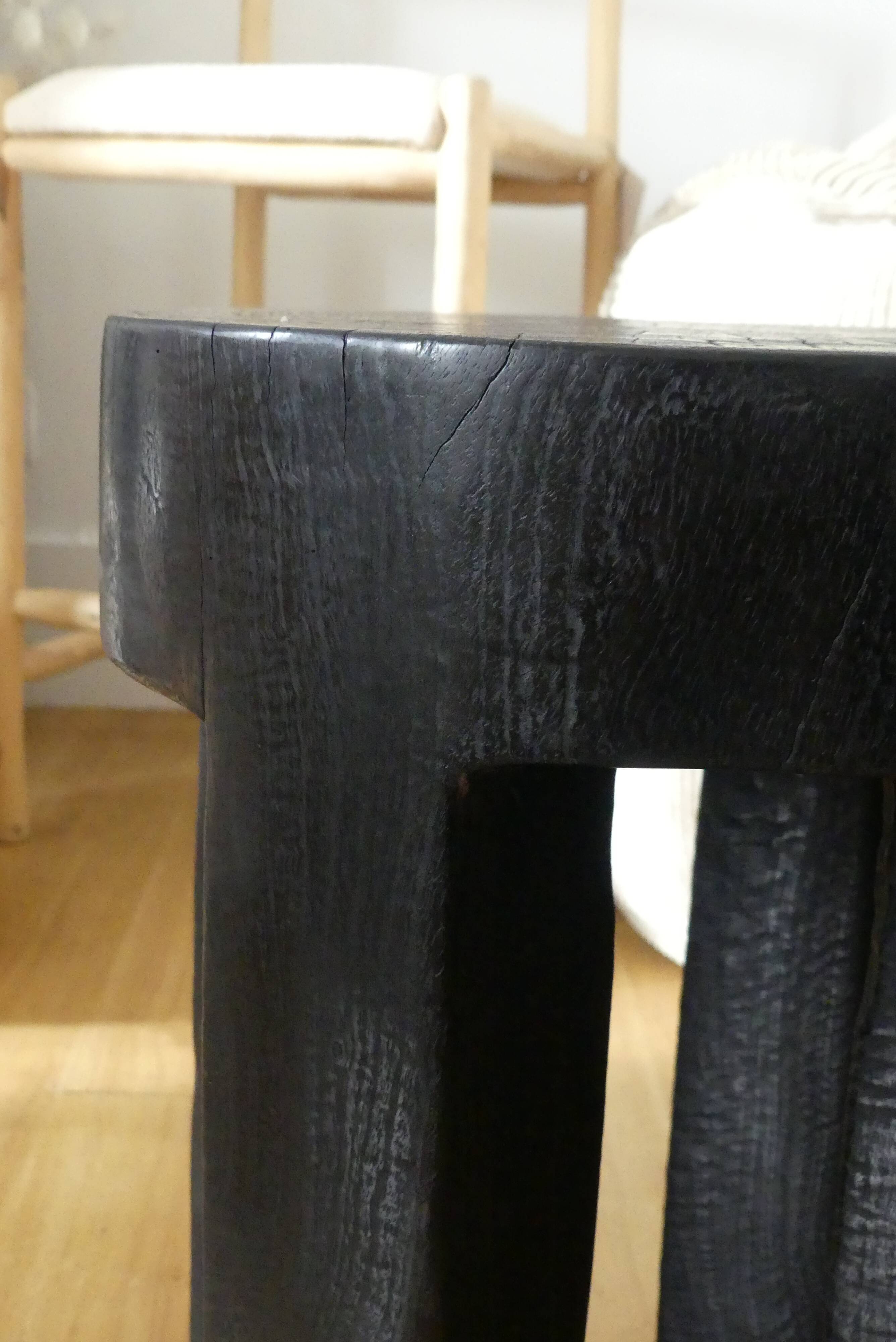 Black burnt teak stool