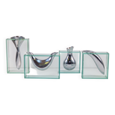 Vases d'art en aluminium et en verre attribué à Lisa Mori, Italie, années 1980, ensemble de 4.