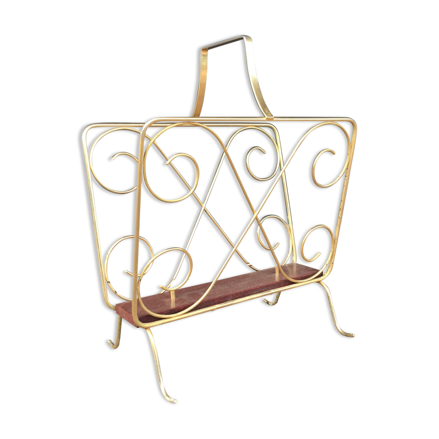 Porte revues bois et métal doré