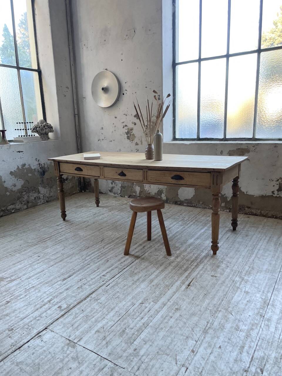 2m walnut drapery farmhouse table