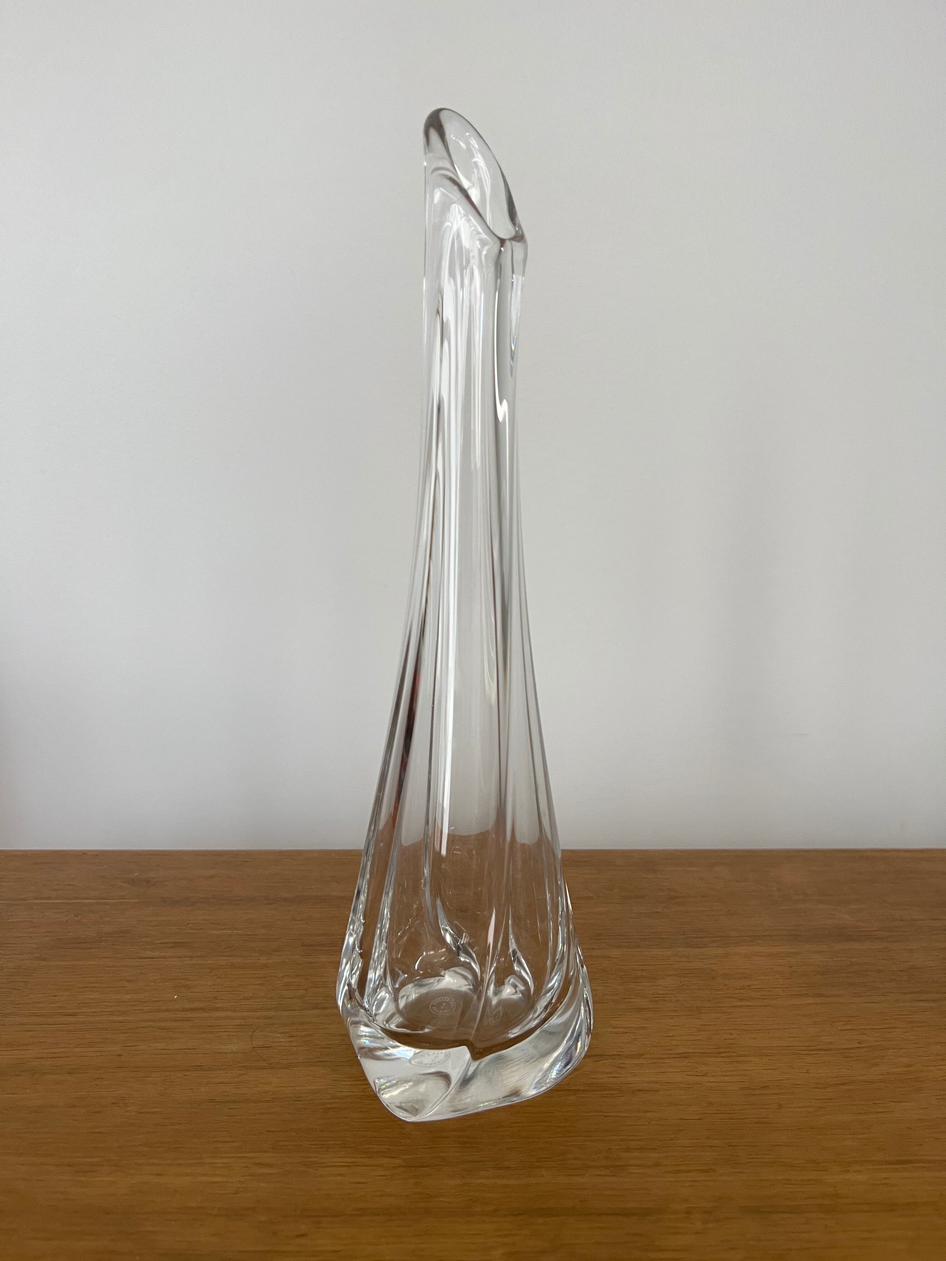 Soliflore vase H27cm signed Cristallerie Lorraine