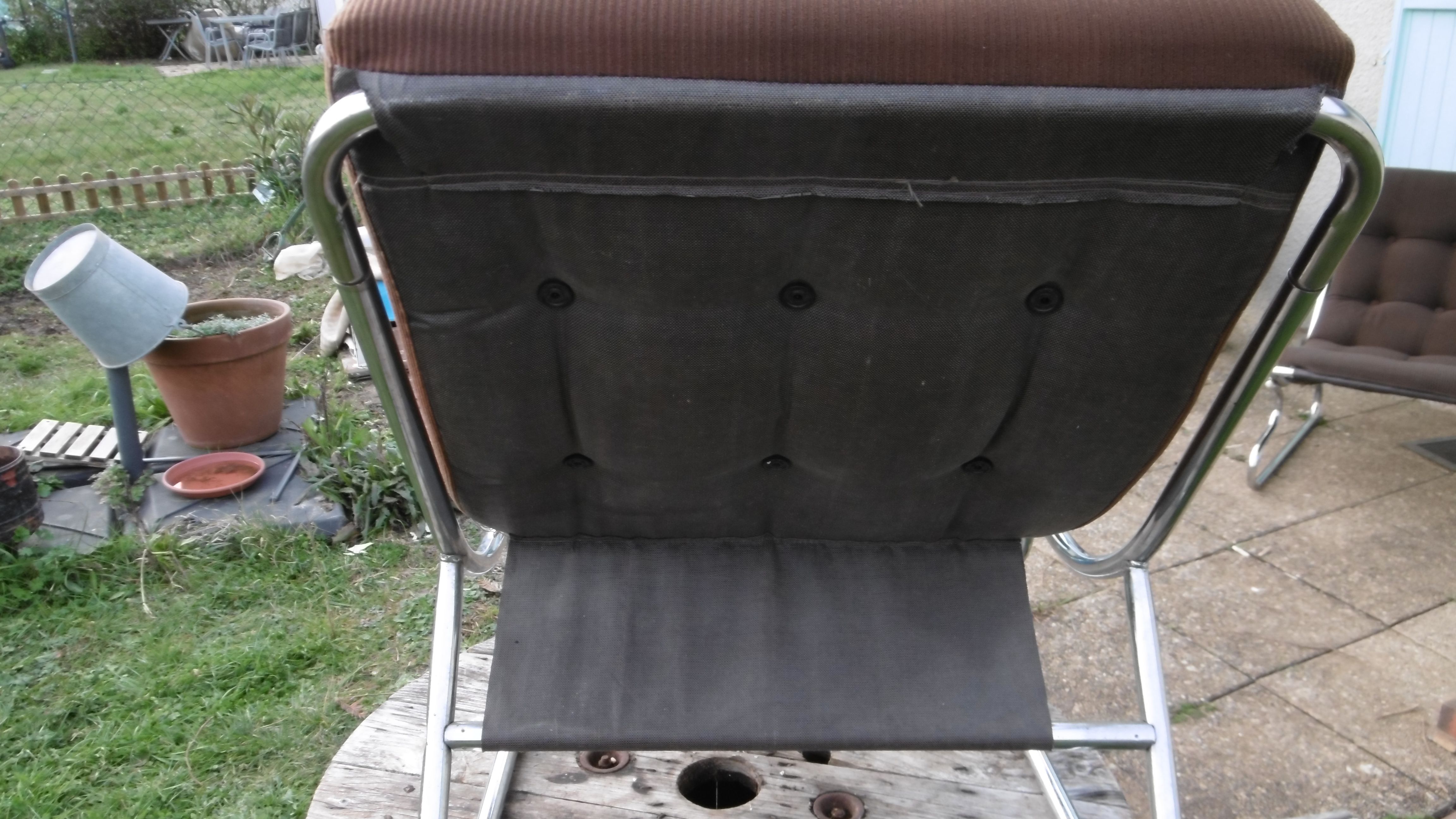 Chair tubular in Brown velvet of the 1970s