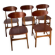 5 beech and teak chairs - Denmark 50s/60s