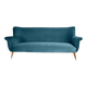 Three-seater sofa in German velvet, 1960s, ocean blue, restored.
