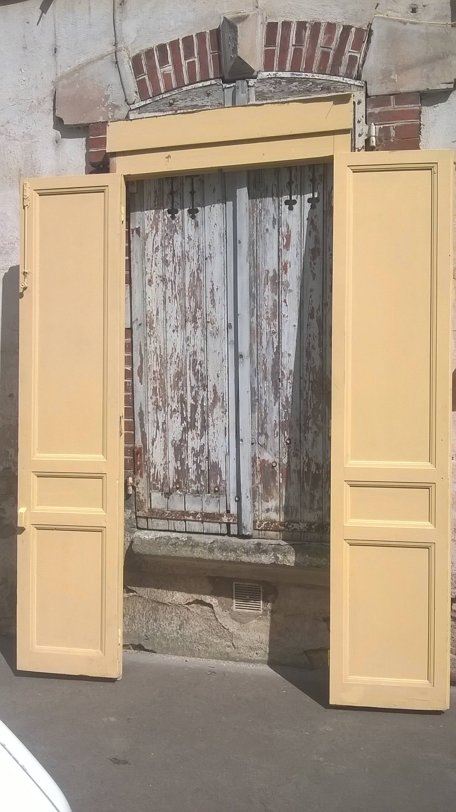 Set of large double antique wardrobe doors.