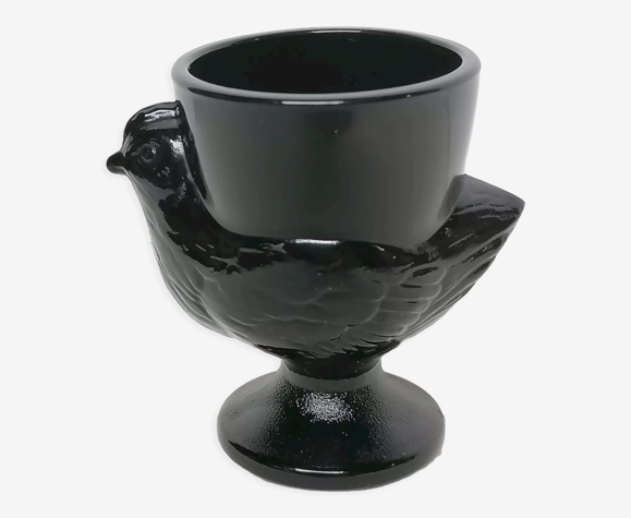 Coquetier poule verre noir