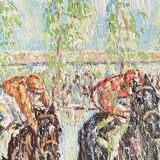 The horse race oil on canvas circa 1930 signed raynal