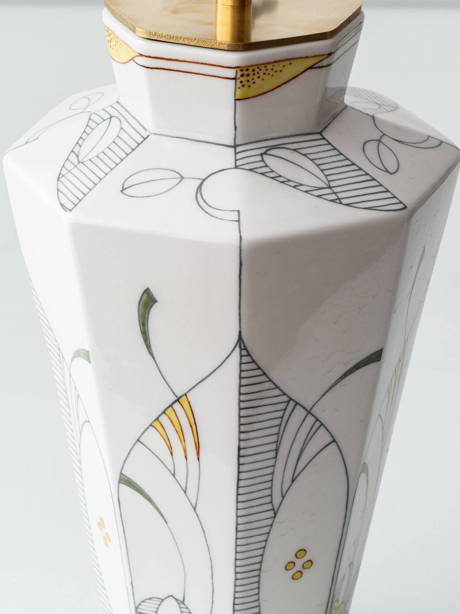Vintage Art Deco Table Lamp by Royal Delft, Hand-Painted Ceramic