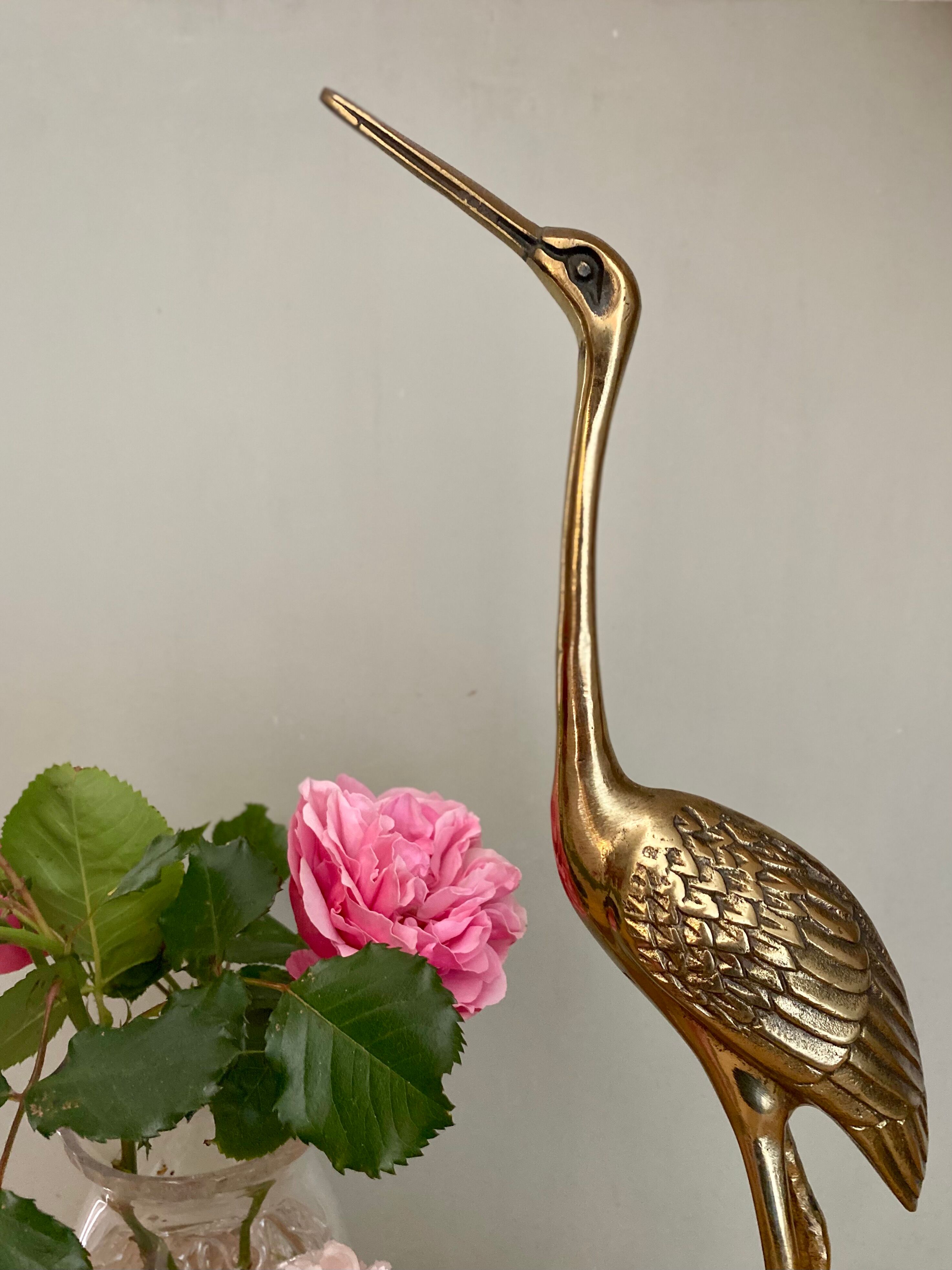 XXL vintage brass heron