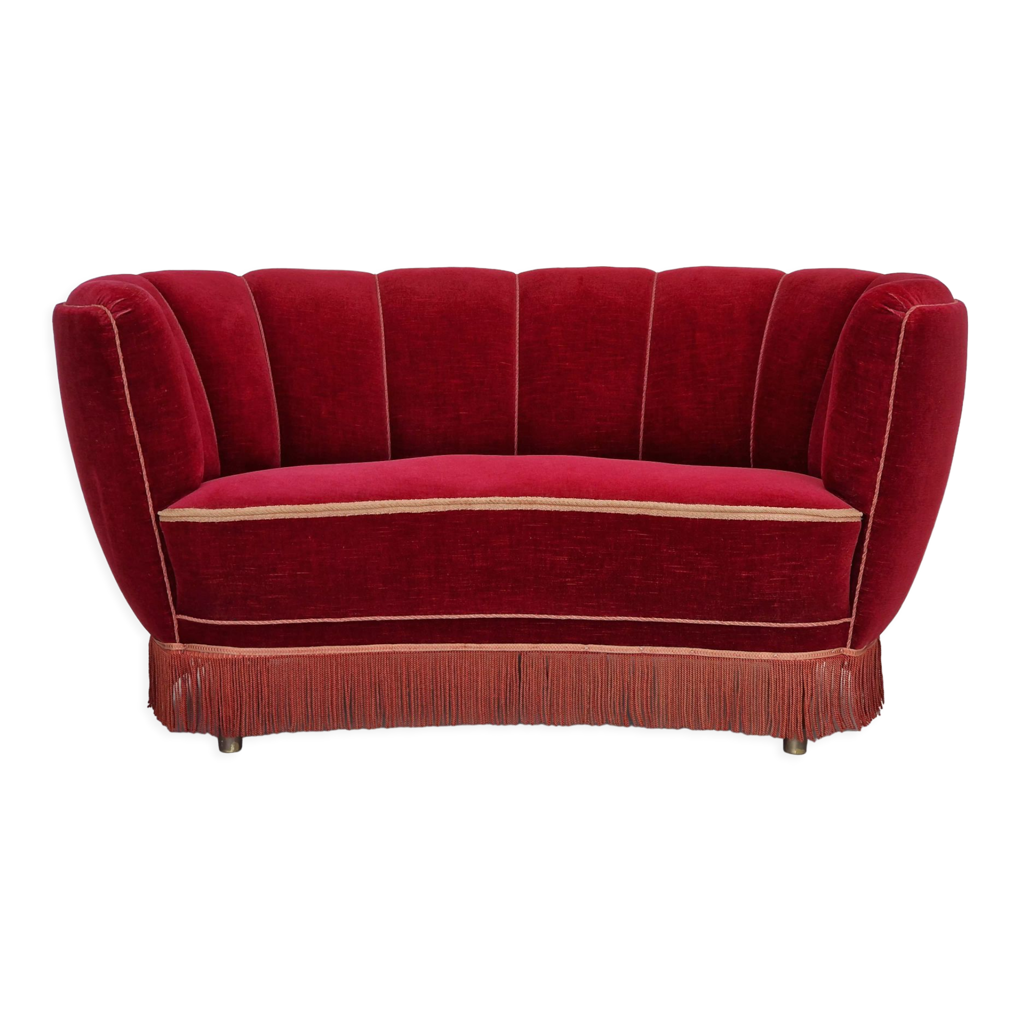 1960s danish vintage 2 seater "banana" sofa