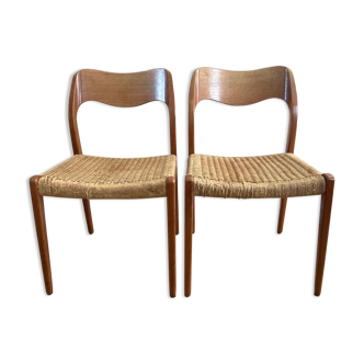 Paire de chaises modèle 75, du designer Niels Otto Moller, années 50