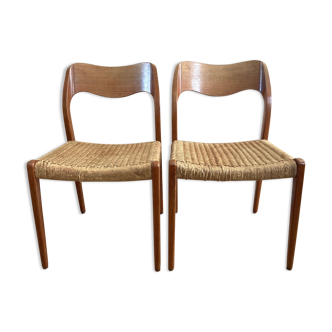 Pair of chairs model 75, by designer Niels Otto Moller (50s)