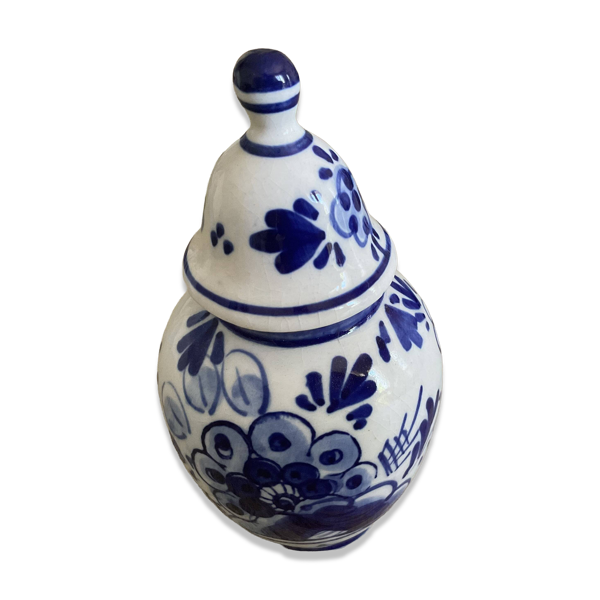 Sucrier, pot couvert en faïence bleu de Delft