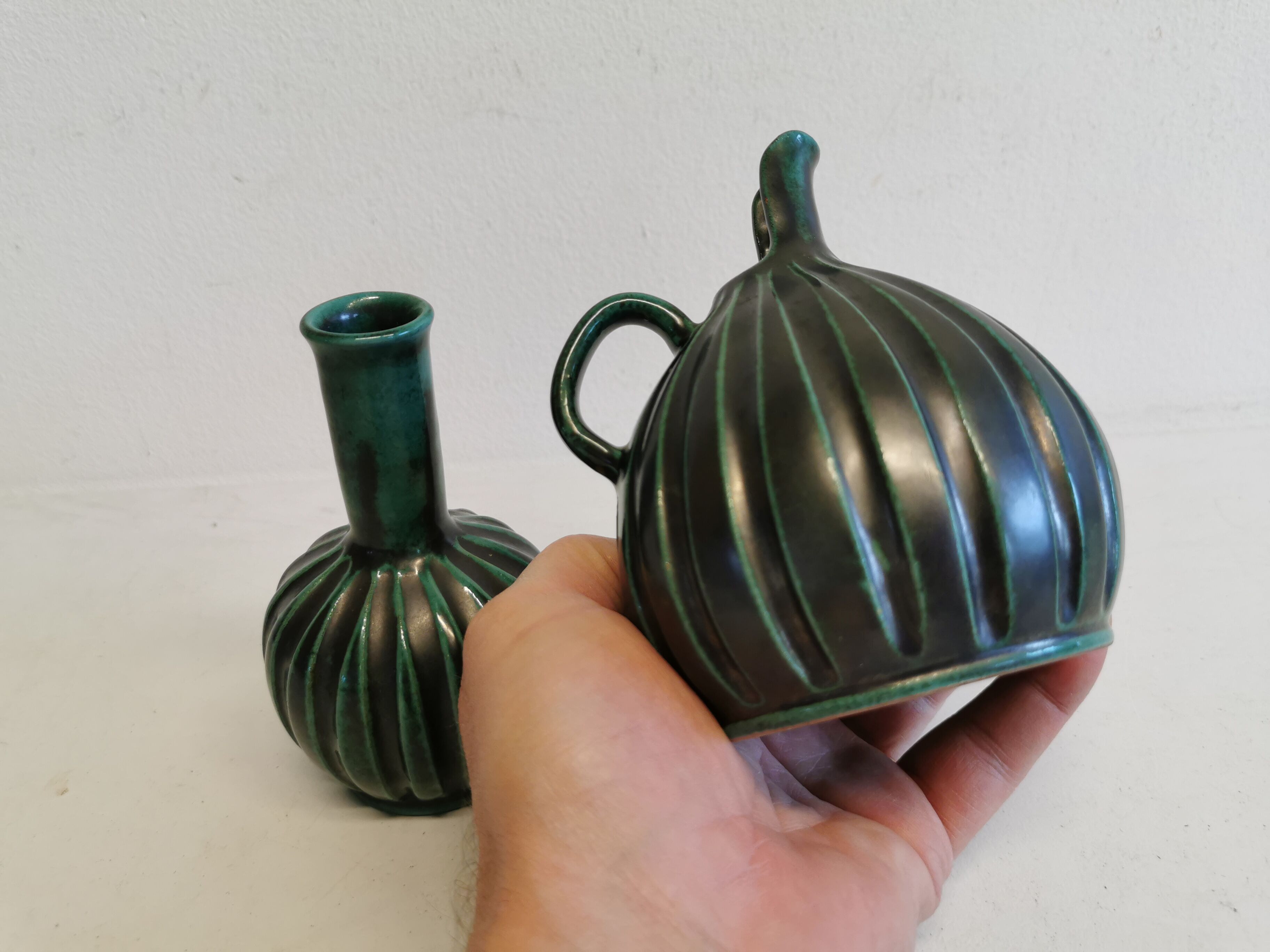 Two  pieces of pottery from Michael Andersen Bornholm - Denmark. Estimated 1960s.