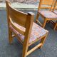 4 Scandinavian Brutalist chairs from Maison Regain, solid wood and floral fabric