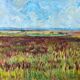 HST painting "Countryside landscape" Fields and valley in summer