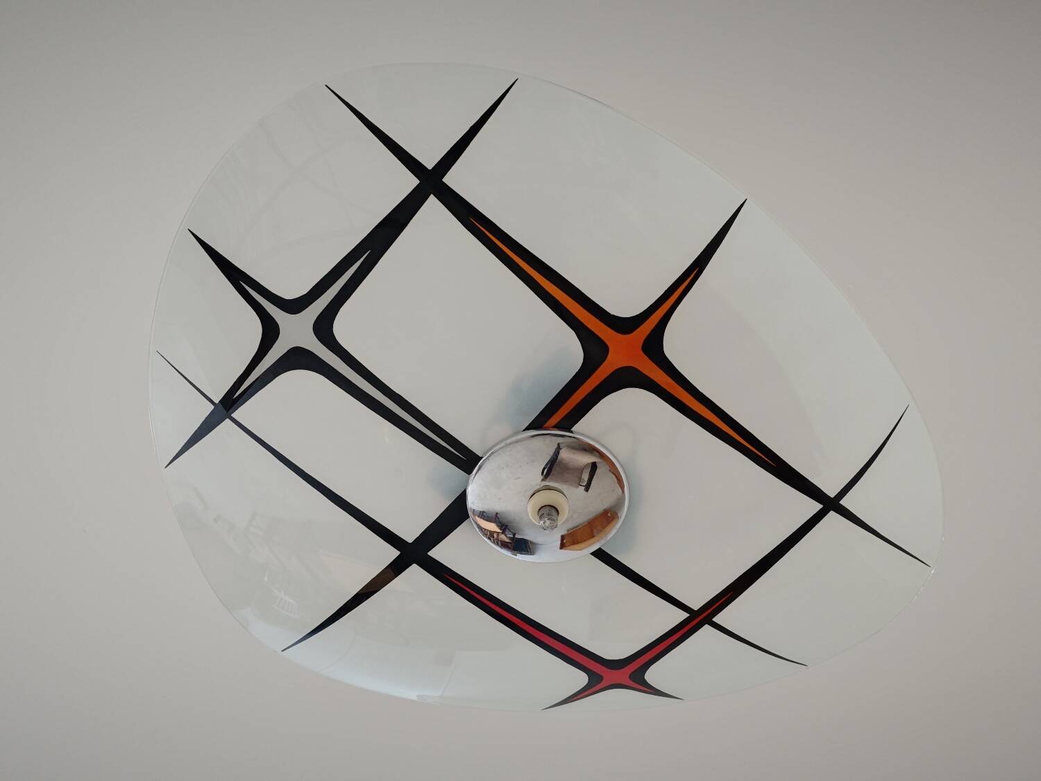 Modernist Czechoslovakian Zukov pendant light, geometric pattern, 1960