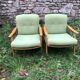 Fauteuils scandinaves bois blond vintage Années 60