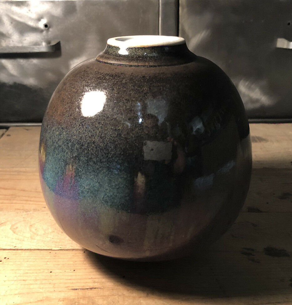 Enamelled ceramic vase signed Anne Marie Donaint Merlimont