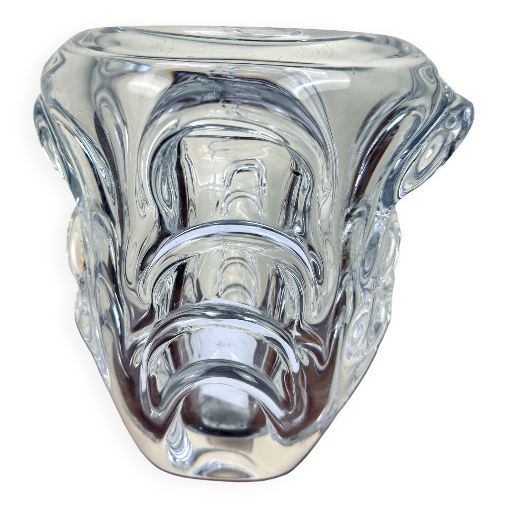 Val saint Lambert: stamped crystal vase circa 1960