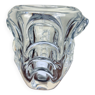 Val saint Lambert: stamped crystal vase circa 1960