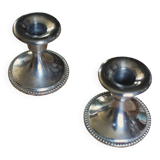 Pair of chrome metal candlesticks