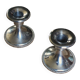 Pair of chrome metal candlesticks