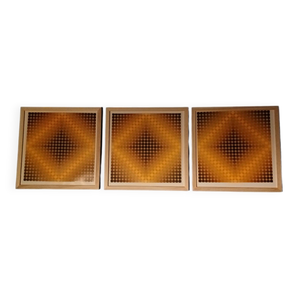 Triptyque Art Optique - Victor Vasarely - Cadres 30x30cm