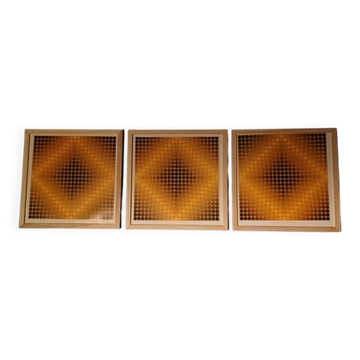 Optical Art Triptych - Victor Vasarely - Frames 30x30cm