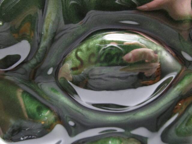 6 antique St Clément barbotine oyster plates