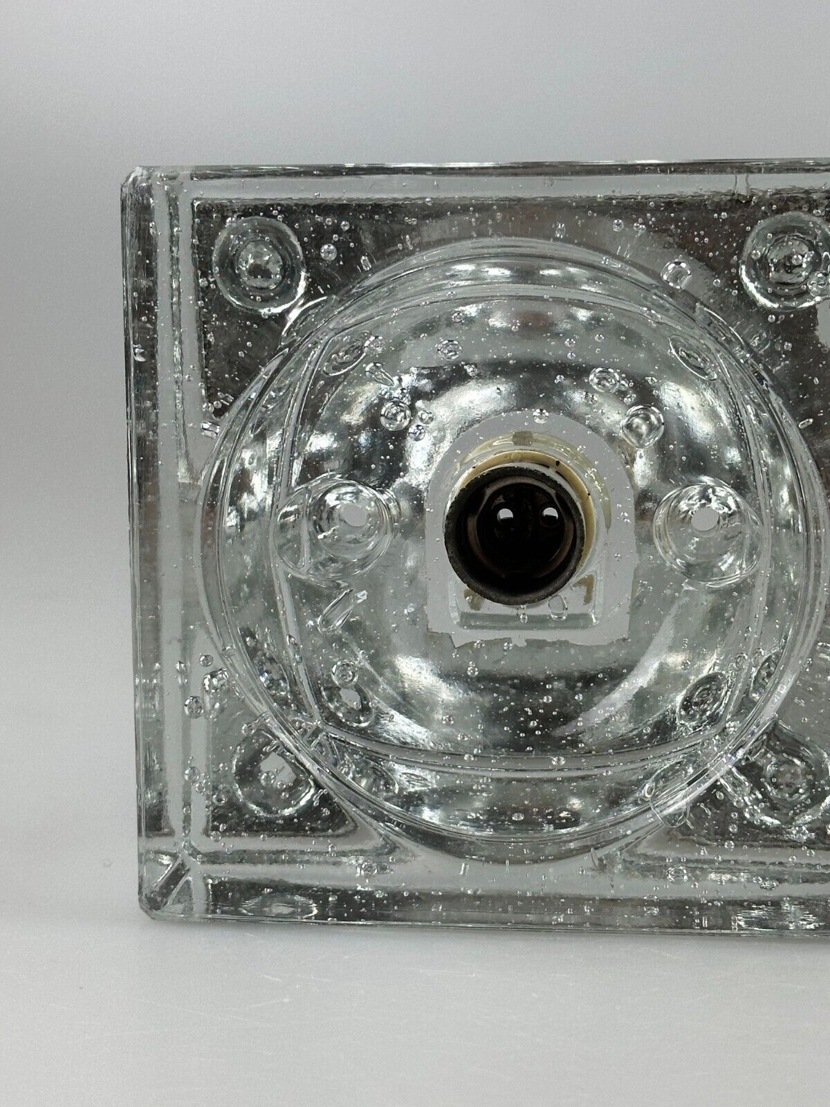 60s 70s Wall Lamp Ice Glass Cube Wall Sconce by Müller & Zimmer Germany