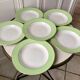 Lot de 6 assiettes creuses vert pastel nid d'abeille Moulin des Loups / L'Amandinoise années 50