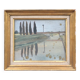 Tableau paysage fluvial aux cyprès
