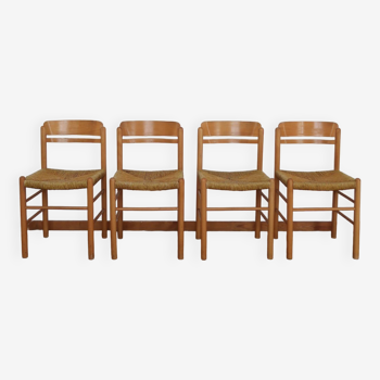 4 chaises paillées rustiques