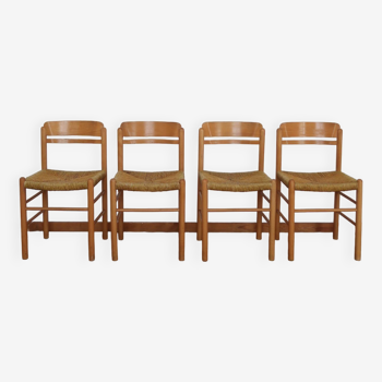 4 rustic straw chairs