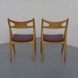 CH 29 Sawbuck Chairs in Oak and Wool by Hans J. Wegner for Carl Hansen & Son, 1950s, Set of 2