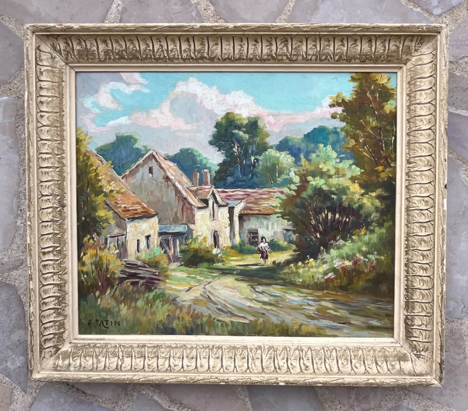 Tableau : Huile sur toile - paysage animé