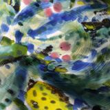 Decorated white earthenware fruit bowl