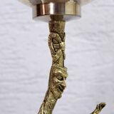 Pair of Commedia Dell Arte lamps in bronze and XXth glass