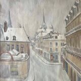 Two-sided watercolor painting Dijon Cathedral St Benigne/ Ouche by Henri Gabet 1899