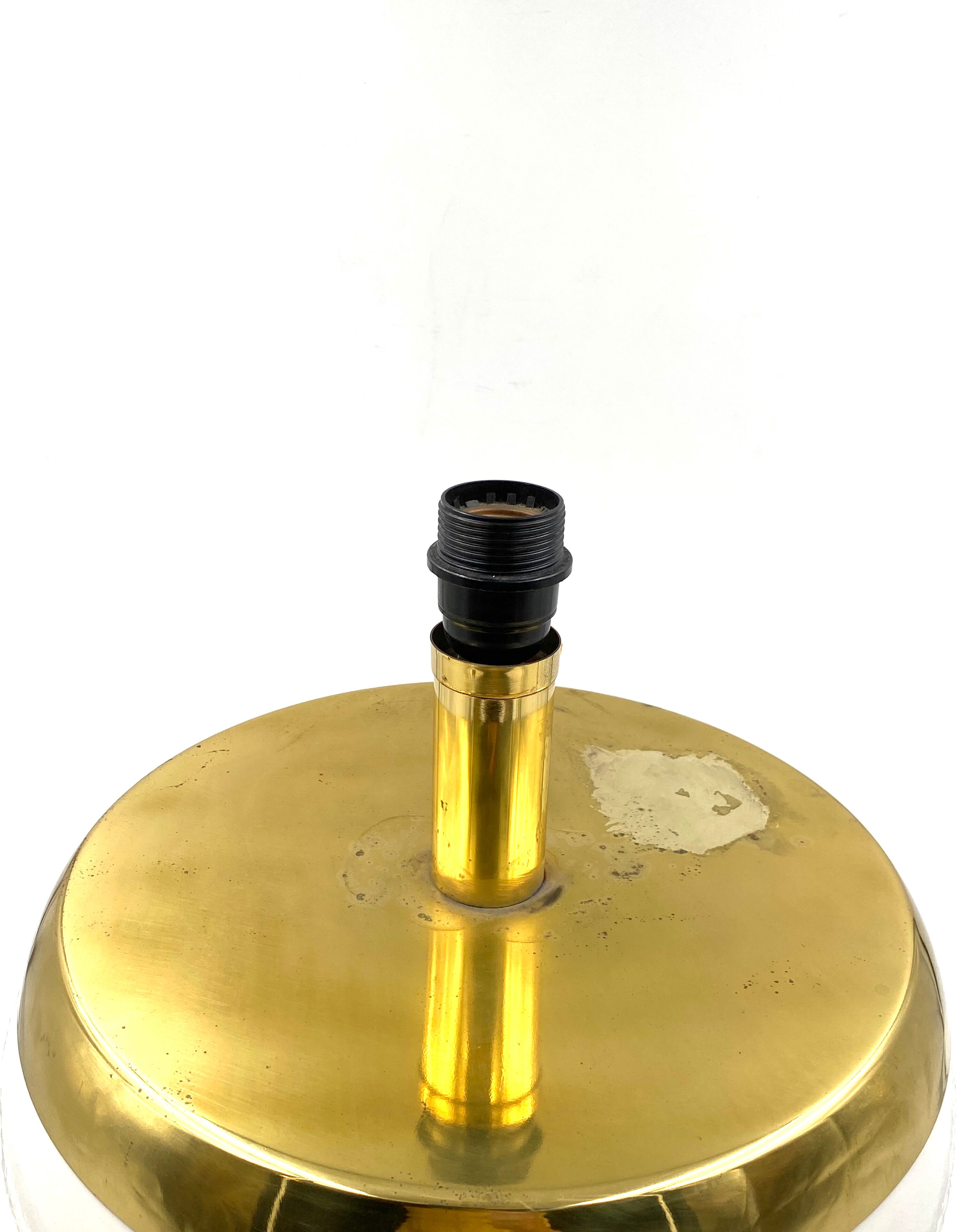 Monumental white ceramic and brass lamp base, italy 1970s