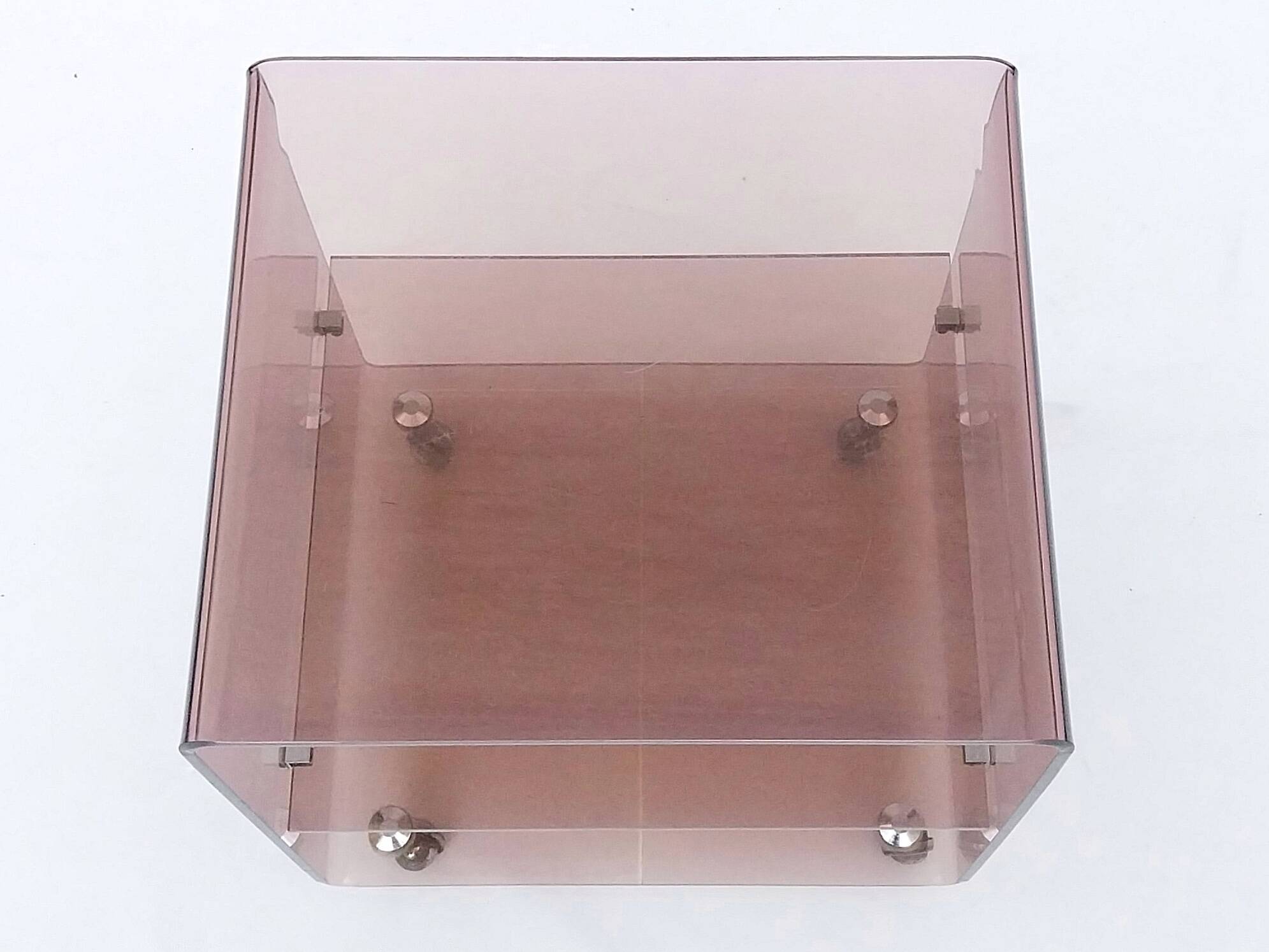 Michel Dumas smoked plexiglass rolling trolley for Roche Bobois 1970