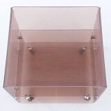 Michel Dumas smoked plexiglass rolling trolley for Roche Bobois 1970