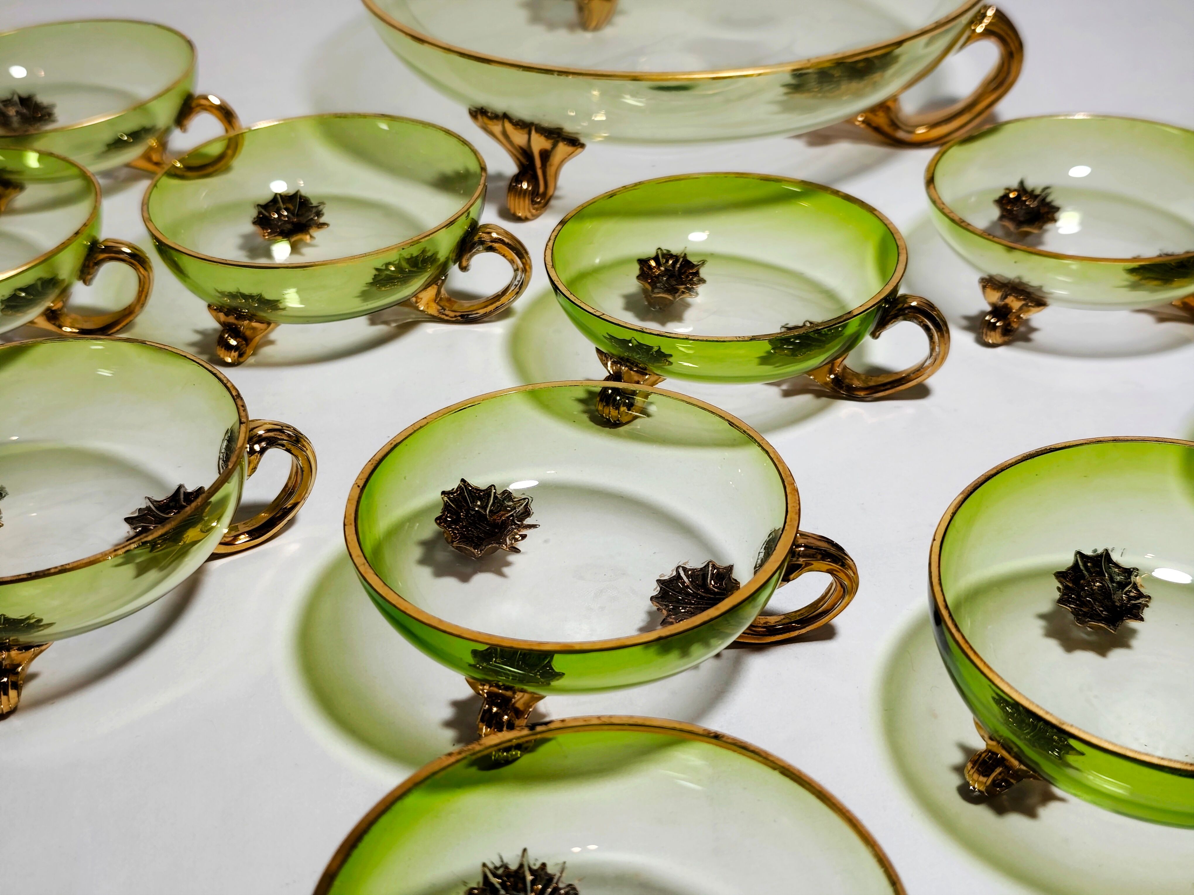 Venetian glass punch bowl set. Italy, 1940s.